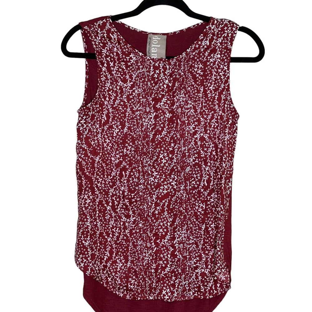 Dolan Left Coast Women's Extra Small Floral Tank Burgundy Pintucked Top